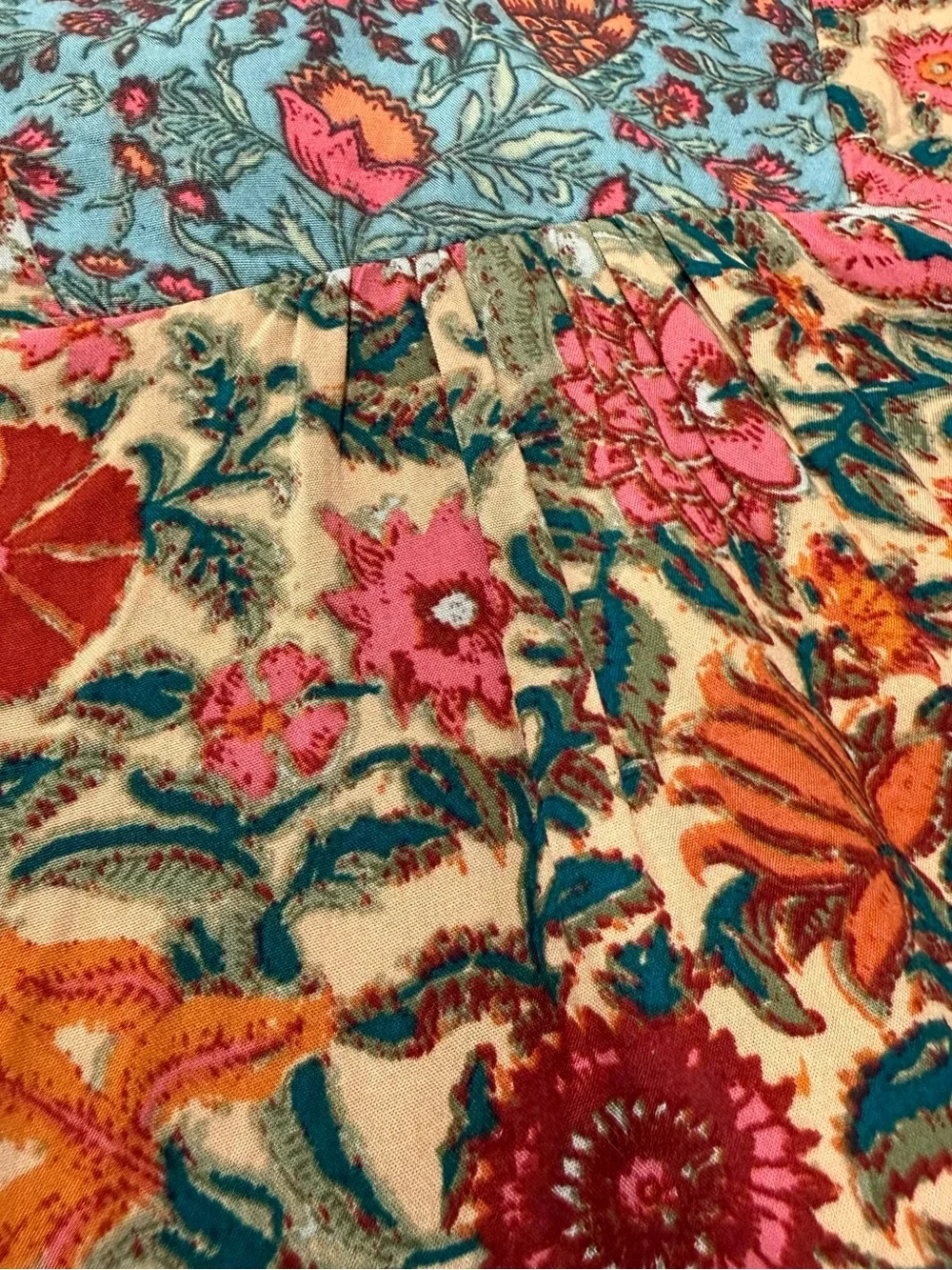 Natural Life Rowan Floral Peasant Blouse Sz Medium Pink Boho TieNeck cottage NWT - Picture 8 of 12